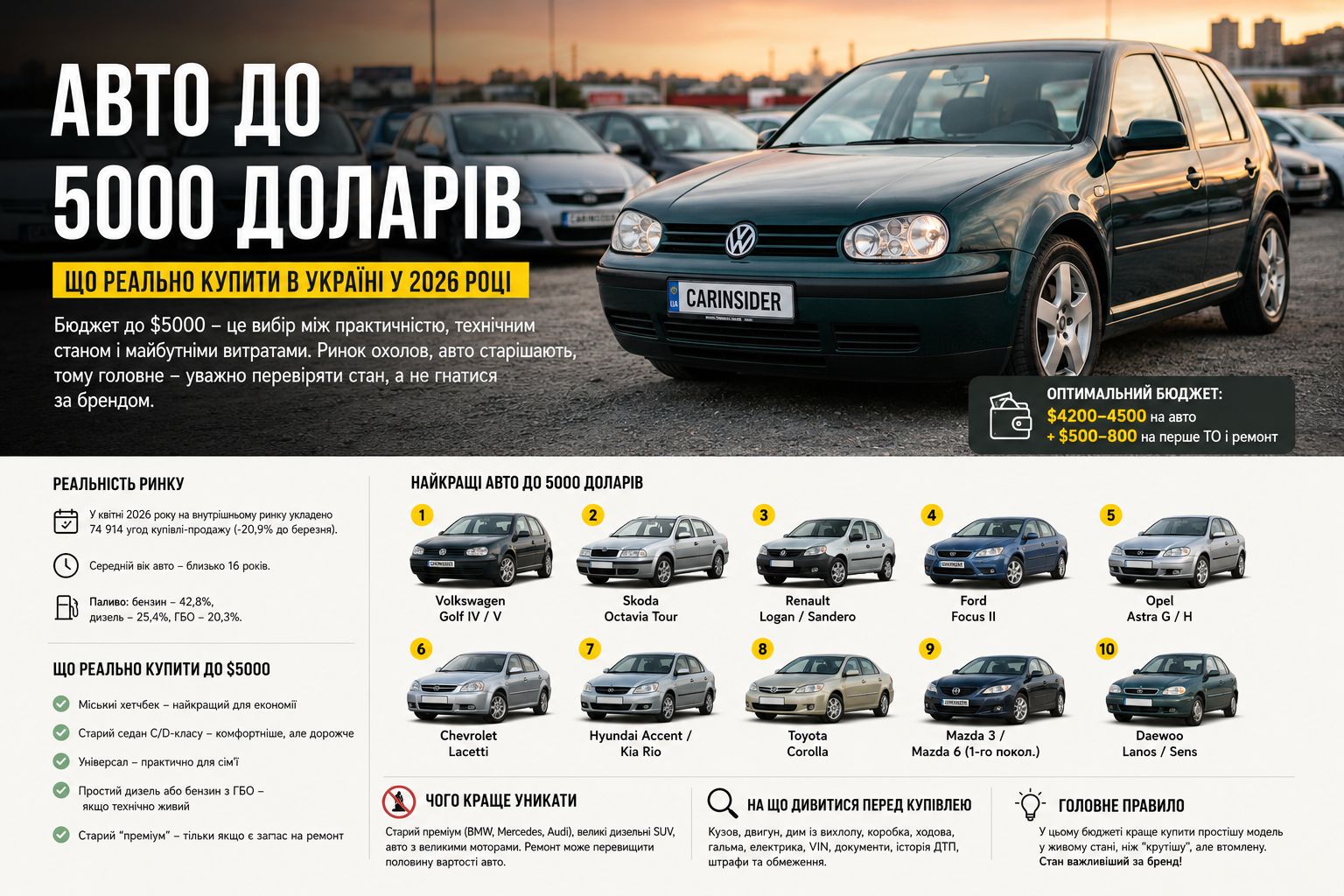 Авто до 5000 доларів: що реально купити в Україні у 2026 році